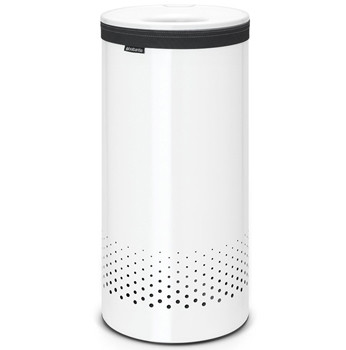 An image of Brabantia 35 Litre White Laundry Bin with White Plastic Lid