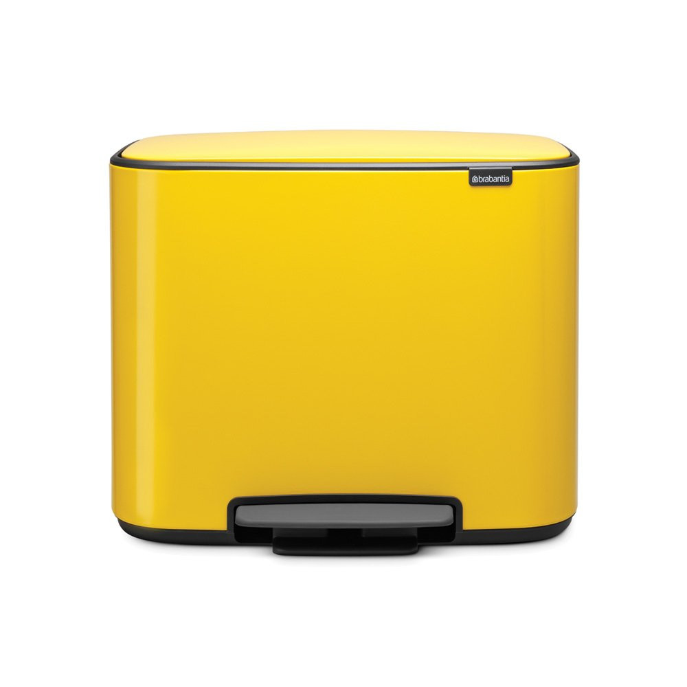 An image of Bo Pedal Bin With 2 Inner Buckets, 11 + 23 Litre - Daisy Yellow