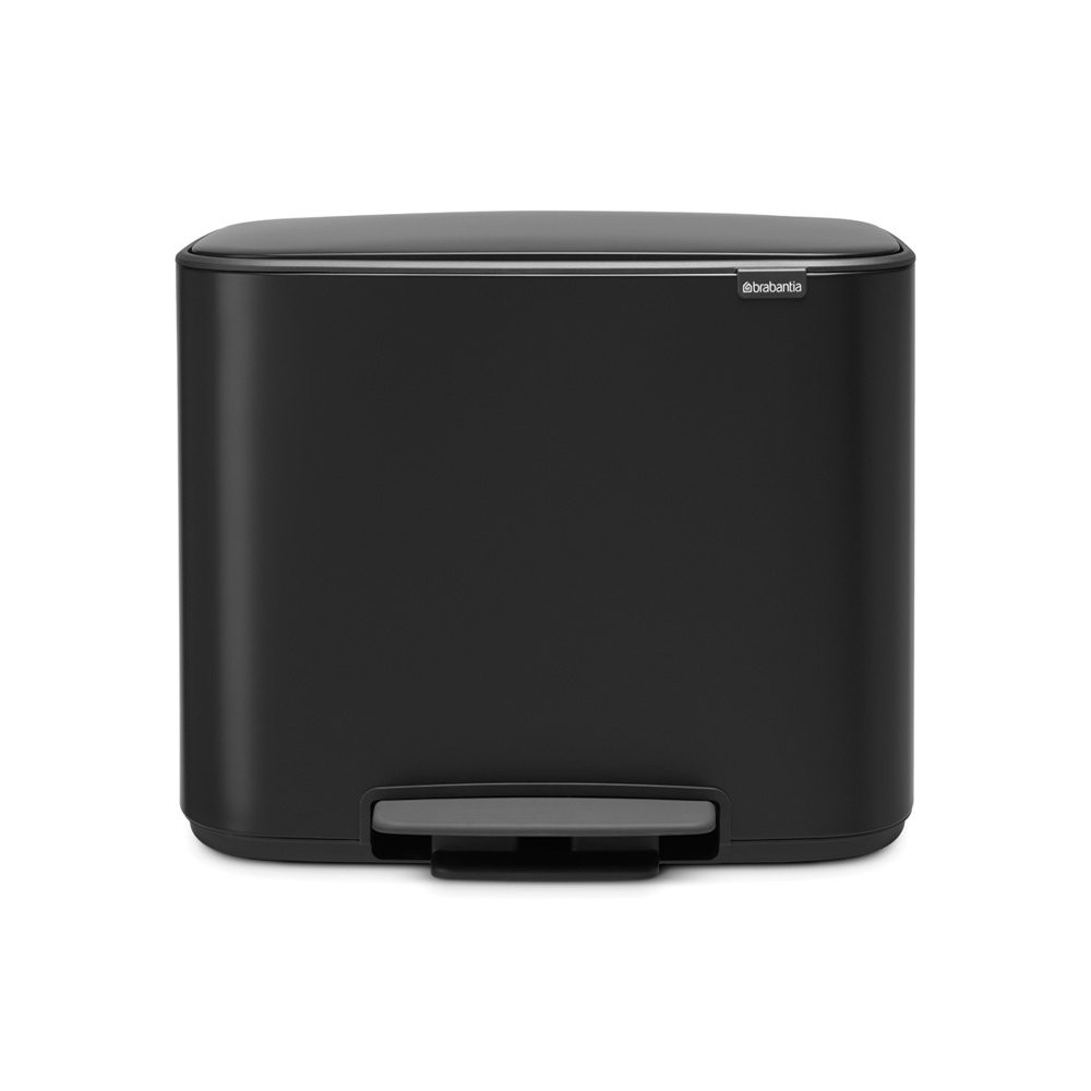 An image of Bo Pedal Bin With 2 Inner Buckets, 11 + 23 Litre - Matt Black