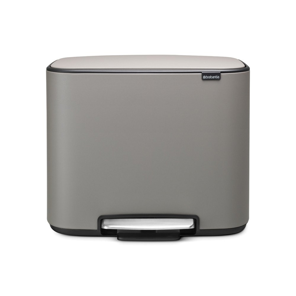 An image of Bo Pedal Bin With 3 Inner Buckets, 3 x 11 Litre - Mineral Concrete Grey